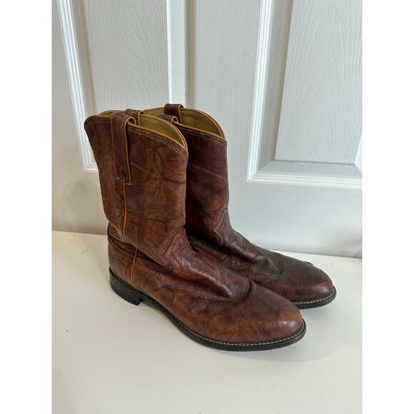 Justin Boots Classic 3163 Leather Western Roper Cowboy Boots Mens Sz 10.5D main image 7